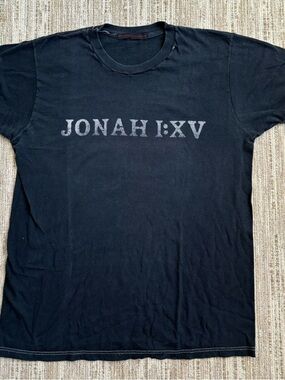 ROGUES GALLERY MENS PRE-OWNED CHARCOAL COTTON DISTRESSED GRAPHIC T-SHIRT